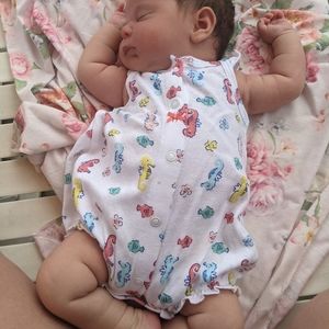 Carter's seahorse sleeveless romper- NB swimsuit alternative